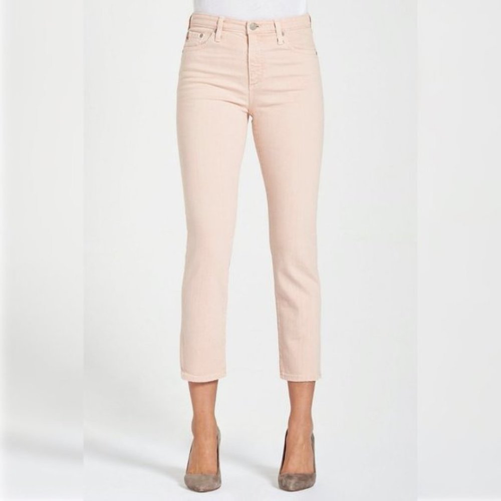 AG The Isabelle High Rise Blush Pink Cropped Denim Jeans